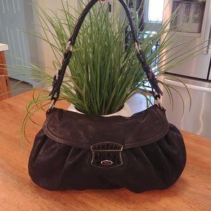 AUTH PRADA black leather CRESCENT shoulder bag GORGEOUS!